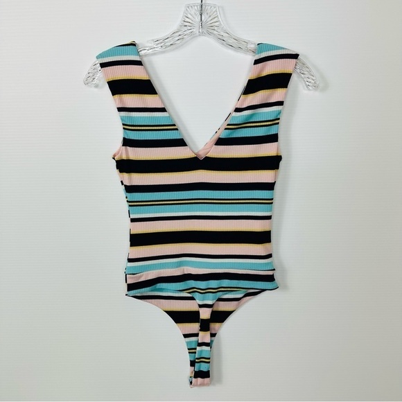 AFRM Moodi Striped V-Neck Bodysuit Size XS - Picture 2 of 11